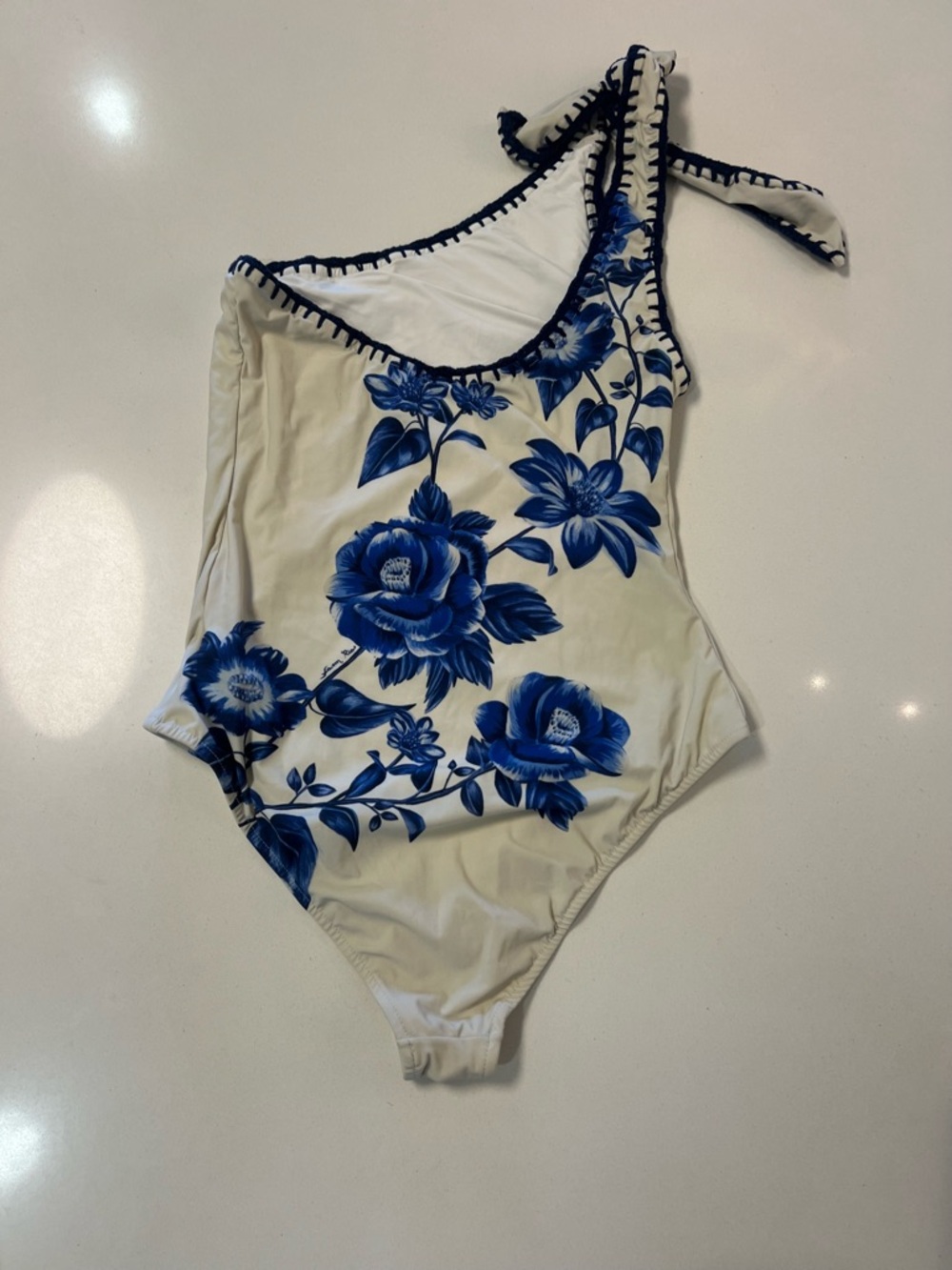 FARM RIO Floral Cascade One-Piece Swimsuit Mediterranean Summer Vacation 📐L - Picture 5 of 16